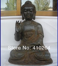 [Nice Discount ]  H 18"Tibet Buddhism Temple old bronze Sakyamuni Buddha ancestors statue 2024 - buy cheap