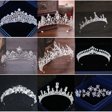 Vintage Silvery Luxury Crown Wedding Hair Accessories Crystal Tiara Pearl Alloy Jewelry For Bride Handmade Ornament to Head 2024 - buy cheap
