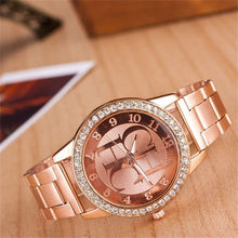 Relógio de pulso feminino de aço inoxidável, relógio de quartzo com pulseira de cristal na moda de marca famosa 2019 2024 - compre barato