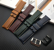 Brown Green Blue wine red 22mm 24mm 26mm Vintage oil real cow Leather Watchband For Panerai strap for PAM441 Watch band buckle 2024 - buy cheap