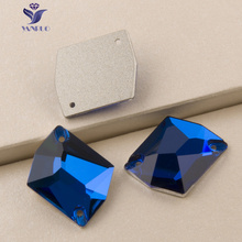 YANRUO 3265 космические Капри синие стеклянные камни с плоской задней частью Стразы с голубыми кристаллами Пришивные кристаллы для платья 13x17 16x20 21x26мм 2024 - купить недорого