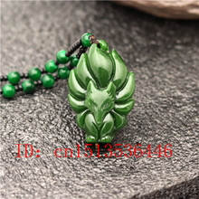 Carved Nine-tailed Fox Jade Pendant Natural Chinese Green Beads Necklace Charm Jadeite Jewellery Fashion Lucky Amulet Gifts 2024 - buy cheap