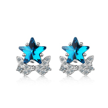 TJP-pendientes de cristal de lujo con forma de estrella azul para mujer, joyería, pendientes Chapado en plata, accesorios, regalo para mujer 2024 - compra barato