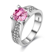 Uloveido Women's Rings with Pink Stone Rings for Women Large Cubic Zirconia 2017 Brincos Silver Anel Sale Bijoux Jewellery Y006 2024 - buy cheap