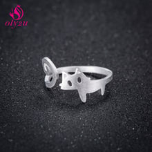 Oly2u Lovely Long Tail Cat Tiny Matte Pet Open Rings for Women Animal Kitten Cat Accessories Christmas Gifts Anillos Mujer 2024 - buy cheap