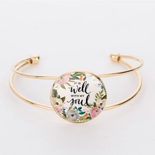 SUTEYI Fashion Bangle Christian Hymn It Is Well With My Soul Glass Charm Cuff Bracelet Bible Verse Jewelry Gift 2024 - buy cheap