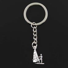 Fashion Windsurfing Windsurfer 22x14mm Pendant 30mm Key Ring Chain Silver Color Men Car Gift Souvenirs Keychain Dropshipping 2024 - buy cheap