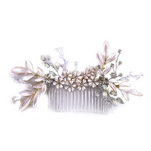 Accesorios para el cabello de boda para mujer, peine Floral de hoja con alambre a mano delicado, accesorios para el cabello de cristal, joyería para el cabello 2024 - compra barato