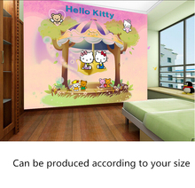 Papel DE pared personalizado para habitación DE niños, papel tapiz impermeable DE dibujos animados DE gato y gatito Morado para pared del dormitorio 2024 - compra barato