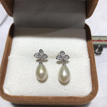 New natural white freshwater  Drops of water pearl 8-12MM drop earrings 001 2024 - buy cheap