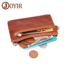 JOYIR Men Women Card Coin Purse Genuine Leather Soft Card Holder Zipper Wallet Vintage Pouch Bag Purse For Male Female 2024 - buy cheap