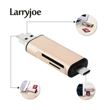 Larryjoe Mini USB Leitor De Cartão de Design Encantador 3 em 1 Tipo C Micro Slot Para Cartão SD TF USB para 2 suporte Tipo C Cartão OTG leitor 2024 - compre barato