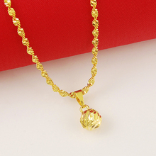 2015 Promotion High Quality 24k Gold Colou Elegant Ball pendant Twist Link Chain Necklace For Women/Men Free Shipping 2024 - buy cheap