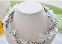 Beautiful 5row 17" gray baroque pearl transparent crystal necklace 2024 - buy cheap