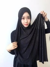H1201 popular big size lycra instant scarf with glitters and rhinestones,fast delivery,can choose colors 2024 - buy cheap