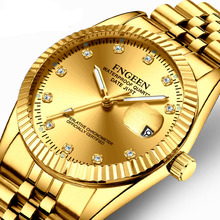 Reloj de pulsera dorado para hombre, reloj de pulsera para mujer, reloj de pulsera resistente al agua con diamantes para mujer, reloj de pulsera para hombre 2024 - compra barato