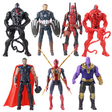 Figuras de Los Vengadores Venom Iron Spiderman, Thor, Capitán América, Deadpool, Superhéroes, juguetes con luz LED, modelo de PVC, 17cm, 7 unids/lote 2024 - compra barato