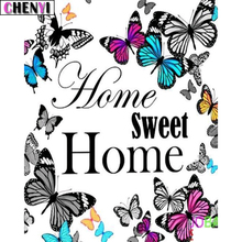 CHENYI Diy Diamond Embroidery Full 5D Diamond Painting Butterfly Cross Stitch Mosaic Of Rhinestones Home Sweet Home Decoration 2024 - buy cheap