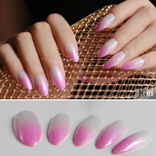 Ombre Pink false nails peach flash Gradient 24pcs Pointed fake nails Stiletto Naturally transparent Full set shiny Pointed 2024 - buy cheap