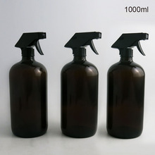 100PCS 1000ml Large Empty Dark Amber Glass 33 Oz Boston Round Bottle with Black Trigger Sprayer 2024 - buy cheap