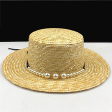 Sombrero de paja simple para mujer, sombrero de sol de playa elegante, moda de Reina, con lazo redondo, Top plano, gorros de verano 2024 - compra barato