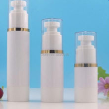 Empty 15ml 30ml 50ml Airless Bottles White Airless Vacuum Pump Lotion Bottle with Silver gold Line Cosmetic Packagings F1034 2024 - buy cheap