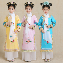 Girl Chinese Traditional PrincessDramaturgic Costume Children Ancient Qing Dynasty Cheongsam Children Hanfu Stage Cosplay Cloth 2024 - buy cheap