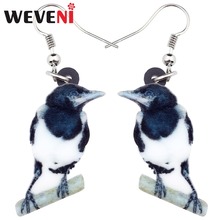 WEVENI Acrylic Lovely Pied Magpie Bird Earrings New Long Dangle Drop Unique Animal Jewelry For Women Girls Female Gifts Dropship 2024 - buy cheap