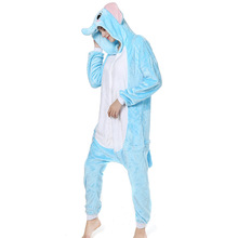 Pijama cosplay de elefante kigurumi, pijama adulto feminino, roupa de dormir macia, quente em flanela 2024 - compre barato