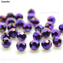 Isywaka-cuentas de cristal de Austria facetadas para fabricación de joyas, espaciador suelto, redondo, Color púrpura brillante, 6mm, 100 Uds. 2024 - compra barato