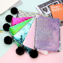 Cute Reversib Sequin Pencil Case for Girls School Supplies Hairball Pencil Case School Stationery Gift Pencil Box Pencilcase 2024 - buy cheap