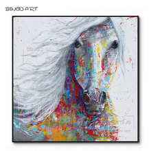 Pintura a óleo de cavalo moderna abstrata feito à mão de alta qualidade em tela cores coloridas da moda pintura a óleo de cavalo para decoração da parede 2024 - compre barato