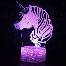 Cabeza de unicornio 1 tema 3D noche de la lámpara de luz LED de 7 cambio de Color Touch humor lámpara regalo de Navidad Dropshippping 2024 - compra barato