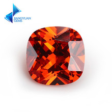 Miçangas cor laranja 5x5 ~ 12x12mm corte em forma almofada contas de pedra cz soltas corte brilhante 5a pedras sintéticas zircônia cúbicas 2024 - compre barato