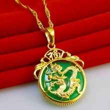 Cadena con colgante de diseño de dragón para hombre y mujer, colgante de oro amarillo, círculo, regalo 2024 - compra barato