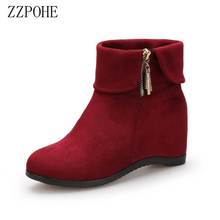 ZZPOHE Fashion Boots Woman soft flock Ankle Boots women warm plush winter shoes Woman Snow Comfortable height increasing boots 2024 - buy cheap