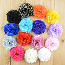 DHL Free shipping , 1000pcs/lot , Satin and Tulle Ruffled Flower - Solids & Print Colors - 3" Mesh Rosette 2024 - buy cheap
