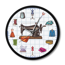 Reloj de pared de Metal para el hogar, máquina de coser, diseño de ropa, de cuarzo, silencioso, Moderno 2024 - compra barato