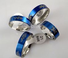 Wholesale 18 pcs Blue Comfort Fit Stainless Steel High Quality Band Ring Fashion Jewelry Mixed Order Free Shipping 2024 - buy cheap