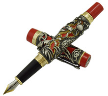 Jinhao Dragon Phoenix Vintage Luxurious Fountain Pen, Metal Carving Embossing Heavy Pen, Noble Gray & Red for Office School 2024 - buy cheap