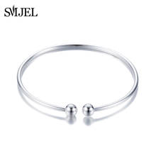 SMJEL Mnimalist Adjustable Simple Double Ball Cuff Bangles Women Pulseiras Geometric Round Bracelets Female Jewelry  SYSZ026 2024 - buy cheap