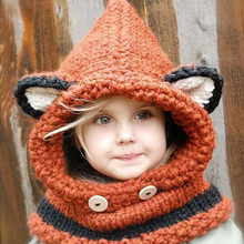 Touca infantil de raposa, chapéu e cachecol fofos para outono e inverno, gorro tricotado laranja, 1 peça, 2015 2024 - compre barato