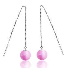 Drop Earrings For Women Pink Cat's Eye Natural Stone Earring Earings  Silver color Jewelry Earing Brincos Brinco Oorbellen 2024 - buy cheap