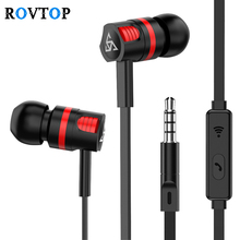 Rovtop Super Bass Headset 3.5mm In-Ear Earphone with Microphone Stereo Earbuds Earphones for iphone Samsung Xiaomi Fone Z2 2024 - buy cheap