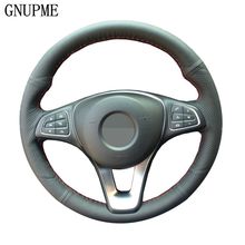 GNUPME-cubierta de volante de cuero genuino para coche, cubierta de volante especial para Benz GLK300 C200 2005-2017, negro de punto 2024 - compra barato