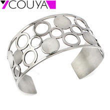 COUYA Wholesale Newest Women Fashion Metal oxidation-resisting steel Bracelets Bangles Expandable Silver Color Bangles 2024 - buy cheap