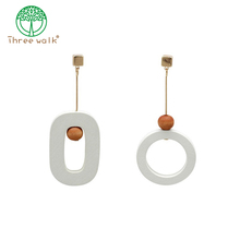 One Pairs Only Vintage Long Geometric Wooden Earrings for Women Brand Jewelry White Wood Drop Earrings Statement Accessories 2024 - buy cheap