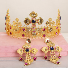 Baroque Tiara bridal wedding crown earrings luxury baroque tiara for women pageant tiara wedding accessories 2024 - buy cheap