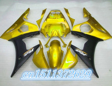 Dor-ouro preto carenagem kit apto para yzf 2003-2005 r6 kits de corpo yzf r6 03 04 05 carenagens de alta qualidade d 2024 - compre barato