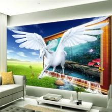 Papel de parede personalizado mural 3D papier peint sala musa estilo cachoeira pintura Chinesa oito cavalos TV fundo papel de parede 2024 - compre barato